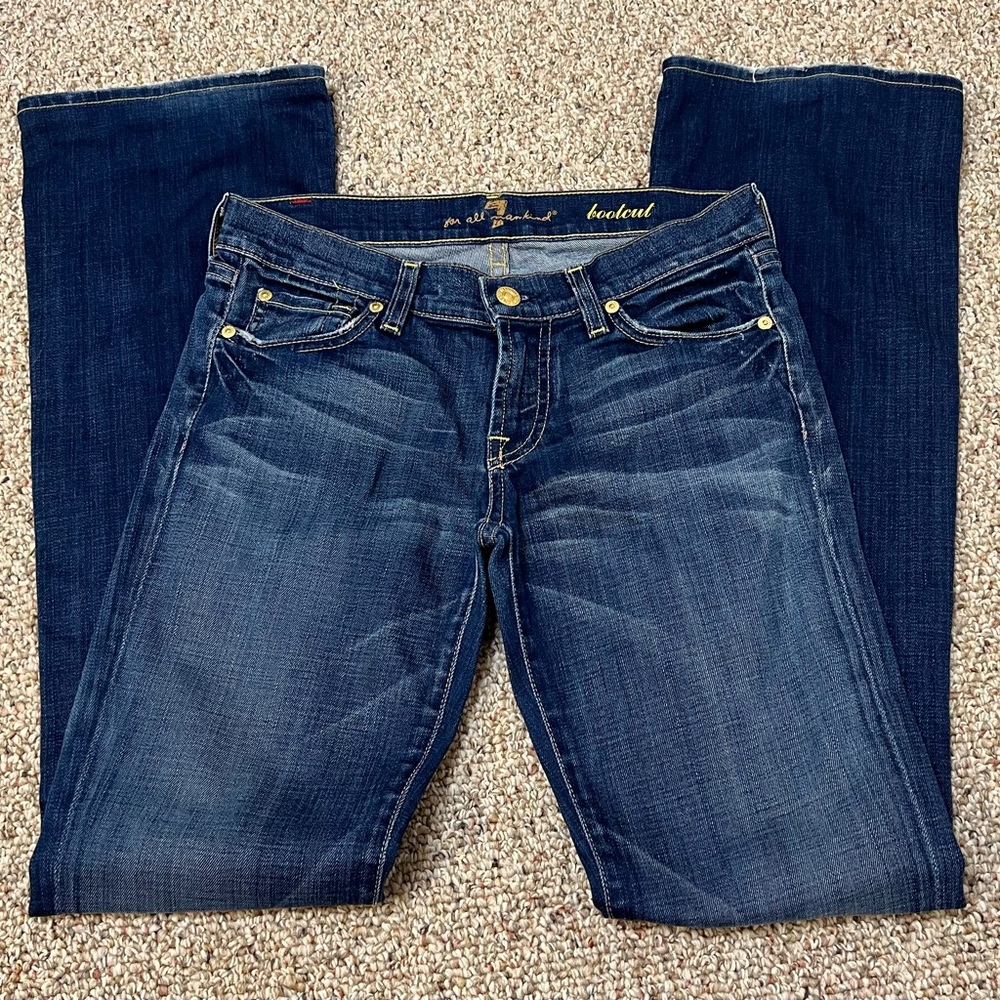 7 For All Mankind Dark Blue Boot Cut Jeans